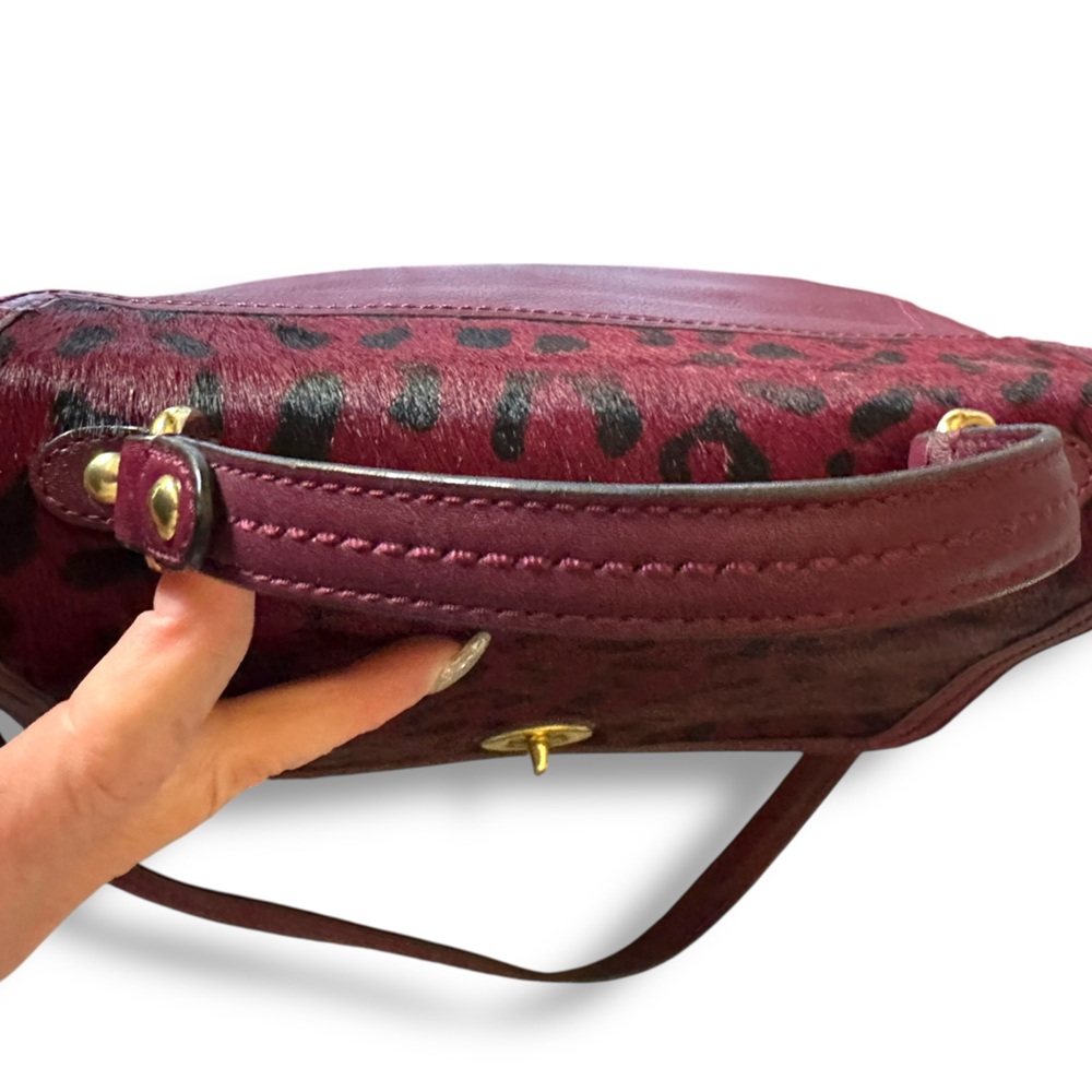 Coach Park Hair Calf Turnlock Flap Satchel Bag Leopard Oxblood Burgundy 2013 - Picture 4 of 11